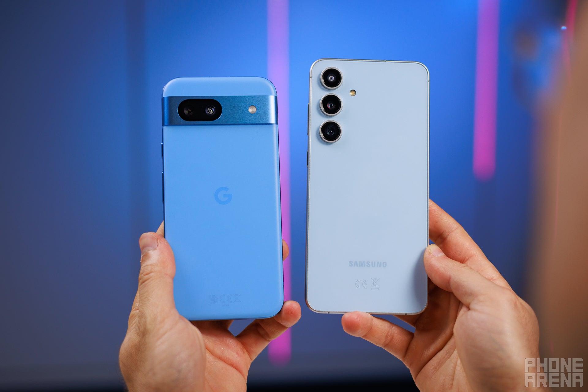 The main difference between these two boils down to size (Image by PhoneArena) - Google Pixel 8a or Samsung Galaxy S24 FE: What are the differences